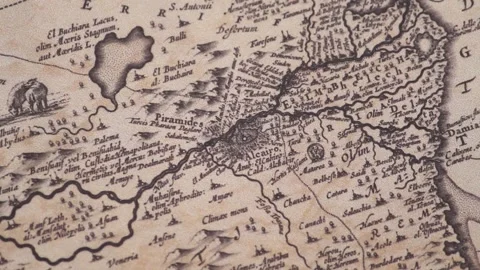 An ancient map with the cairo city representation of ancient egypt Stock-Footage 346848129