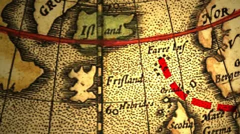 Ancient map with dotted lines as paths Stock Footage 10759827