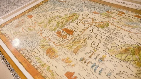 Ancient map of palestine egypt Stock Footage 117844621