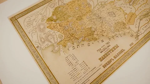 Ancient map of palestine russian hebrew Stock Footage 117843690