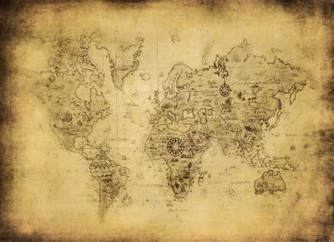 Ancient map of the world. Stock Photos
