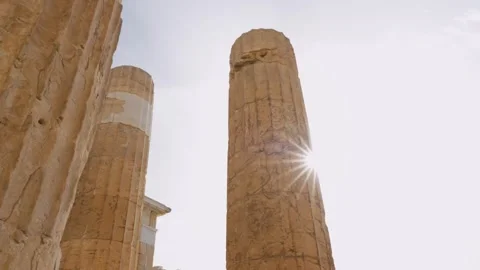 Ancient Marble Columns of Acropolis Athens Greece Stock Footage 331683054
