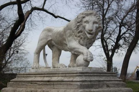 Ancient marble lion Stock Photos