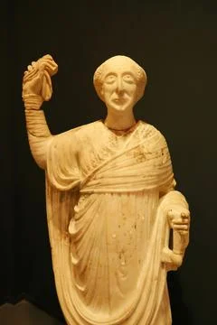 Ancient marble statue of Proconsul Stephanos at the archaeological museum of Stock Photos