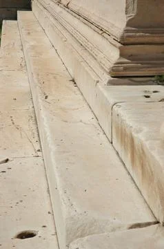 Ancient marble steps and foundational base of Erechtheion temple ruins Athe.. Stock Photos