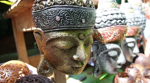 Ancient Mask From Bali, Indonesia Stock Footage 62931387