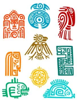 Ancient maya elements and symbols Illustrazione stock