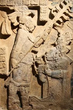 Ancient Maya limestone lintel 写真素材