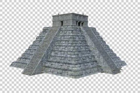 Ancient Mayan pyramid temple construction. 3D rendering isolated. Stock Illustration