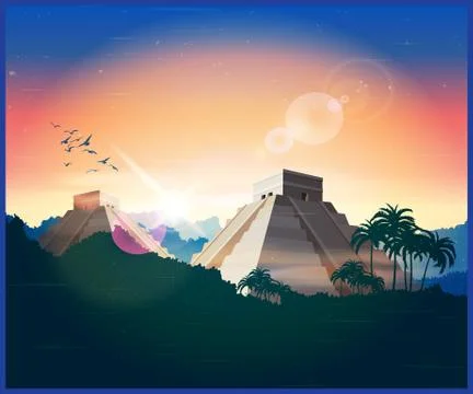 Ancient Mayan pyramids Illustrazione stock