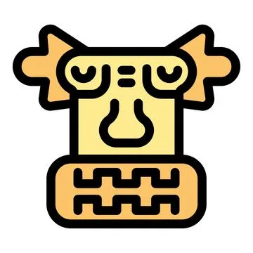 Ancient mayan totem pole representing a deity with large ears and unique fa.. Illustrazione stock