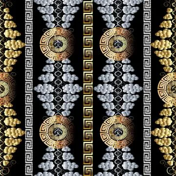 Ancient meanders seamless pattern. Vector background. 3d abstract pattern Illustrazione stock