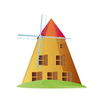 Ancient medieval building windmill icon image white background Stock Illustration