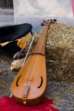 Ancient medieval stringed instrument Stock Photos