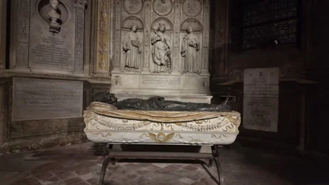 Ancient Medieval Tomb Slow Motion - Santa Maria del Popolo Rome Heritage Stock Footage 327910282