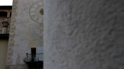 Ancient medieval tower of the upper town of Bergamo. Panning 4K Stock Footage 168609562