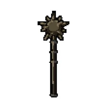 Ancient medieval weapon pixel art vector illustration Illustrazione stock