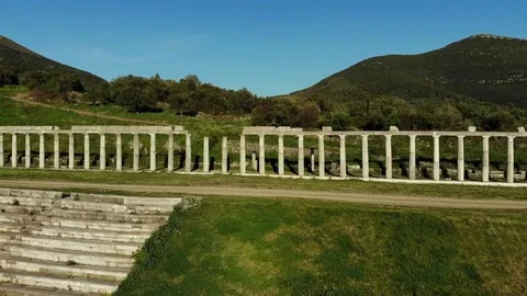 Ancient Messene Aerial Stock Footage 91105904