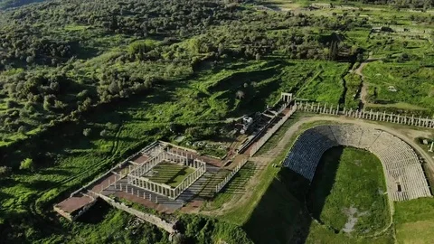 Ancient Messene Aerial Stock Footage 91106142