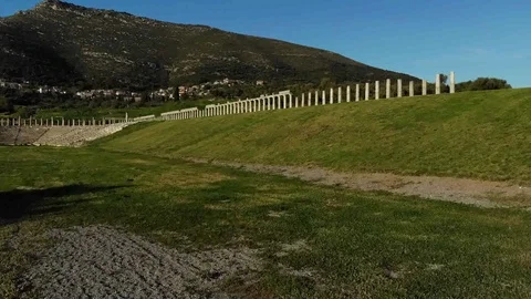 Ancient Messene Aerial Stock Footage 91106200