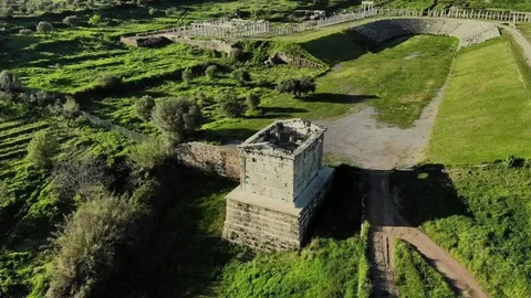 Ancient Messene Aerial Stock Footage 91106609