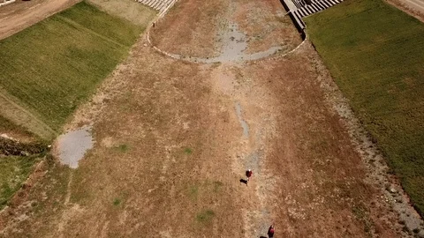 Ancient Messini - drone flight over stadium  .mp4 Stock-Footage 113426584