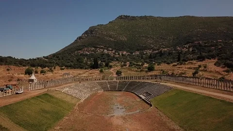 Ancient Messini - drone flight stadium Stock Footage 113426992