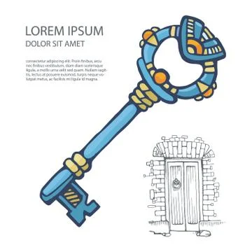 Ancient metal key Stock Illustration