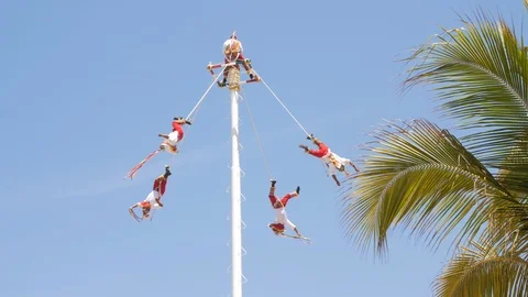 Ancient Mexican Pole Dancing Tradition: The Danza de los Voladores Stock Footage 89043306