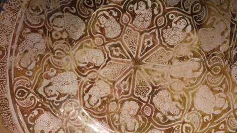 Ancient Middle Eastern Bowl Decorated With Patterns, Close-Up Stock Footage 246937444