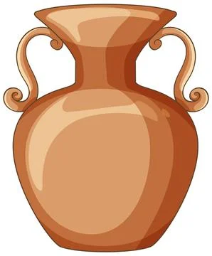 Ancient Middle Eastern Clay Vase with Curved Handles Stock Illustration