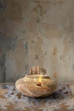 Ancient middle eastern oil lamp Stock Photos
