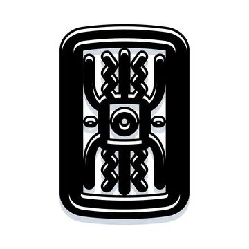 Ancient military shield with curved rectangular design 스톡 일러스트