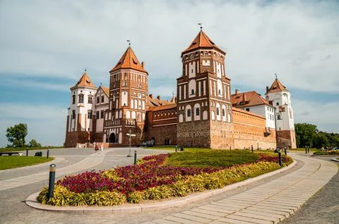 The ancient Mir Castle in Belarus Stock Photos