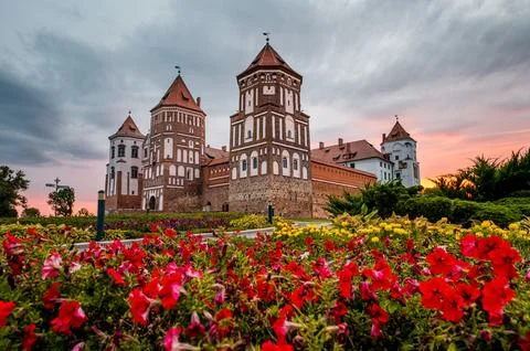 The ancient Mir Castle in Belarus Stock Photos