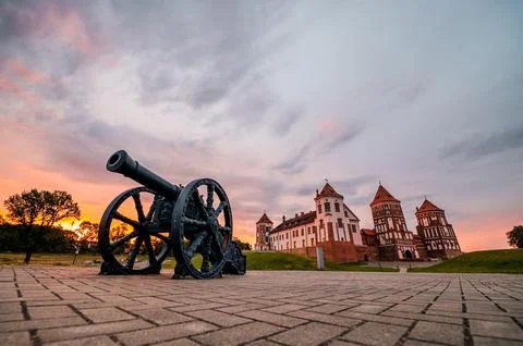 The ancient Mir Castle in Belarus Stock Photos