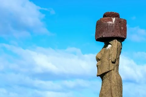 The ancient moai on Easter Island of Chile Stock Photos