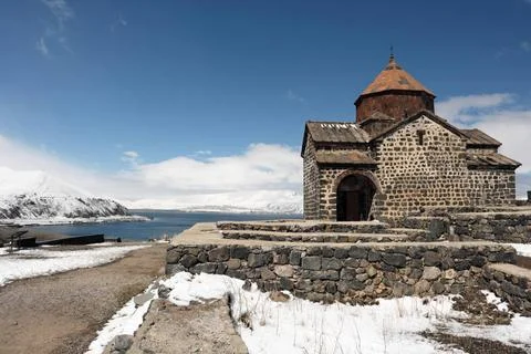 Ancient monastery Sevanavank in Armenia Ancient monastery Sevanavank on La... Stock Photos