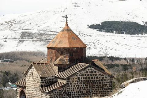 Ancient monastery Sevanavank in Armenia Ancient monastery Sevanavank on La... 스톡 사진