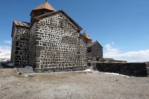 Ancient monastery Sevanavank in Armenia Ancient monastery Sevanavank on La... 스톡 사진
