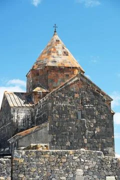 Ancient monastery Sevanavank in Armenia Ancient monastery Sevanavank on La... 스톡 사진