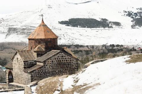 Ancient monastery Sevanavank in Armenia Ancient monastery Sevanavank on La... 스톡 사진