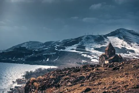 Ancient monastery Sevanavank on Lake Sevan Stock Photos