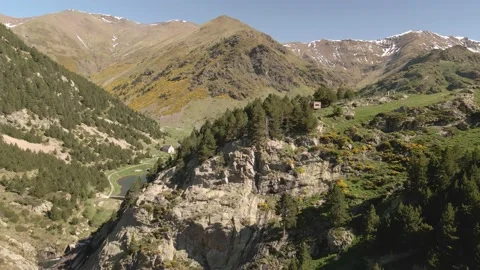 Ancient monastery Vall De Nuria, drone view. Stock Footage 232331373