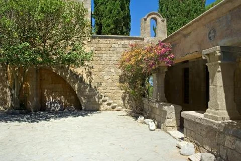 Ancient monastery's yard Stock-Fotos