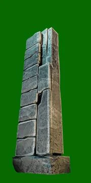 Ancient monolith isolated on green background Stock Illustration