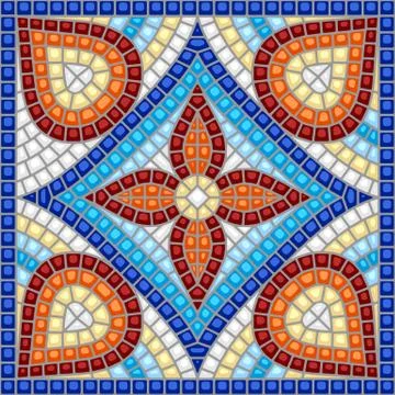 Ancient mosaic ceramic tile pattern. Ilustración de archivo