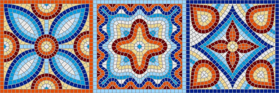 Ancient mosaic ceramic tile pattern. Ilustración de archivo