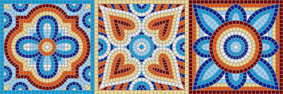 Ancient mosaic ceramic tile pattern. Ilustración de archivo