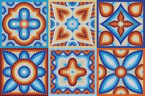 Ancient mosaic ceramic tile pattern. Stock Illustration